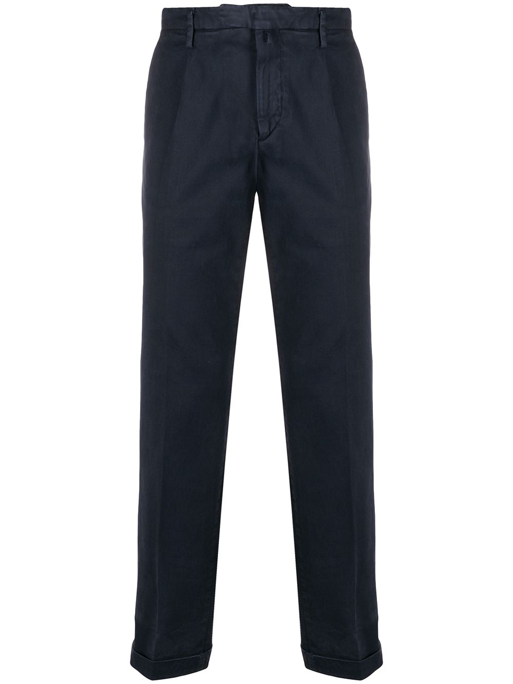 Pantaloni chino blu navy con pieghe 