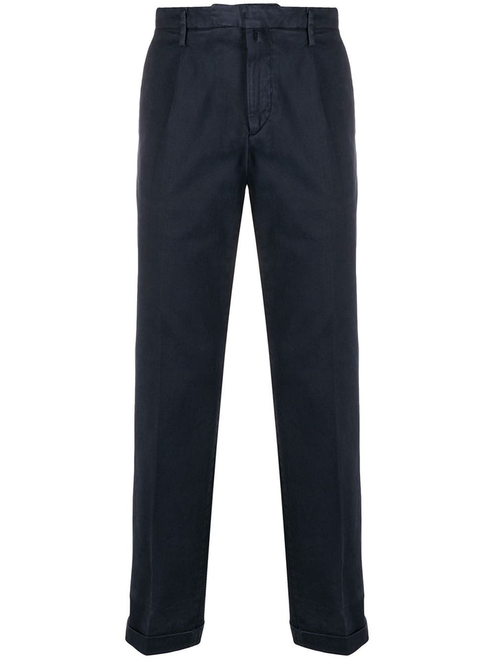 Pantaloni chino blu navy con pieghe 