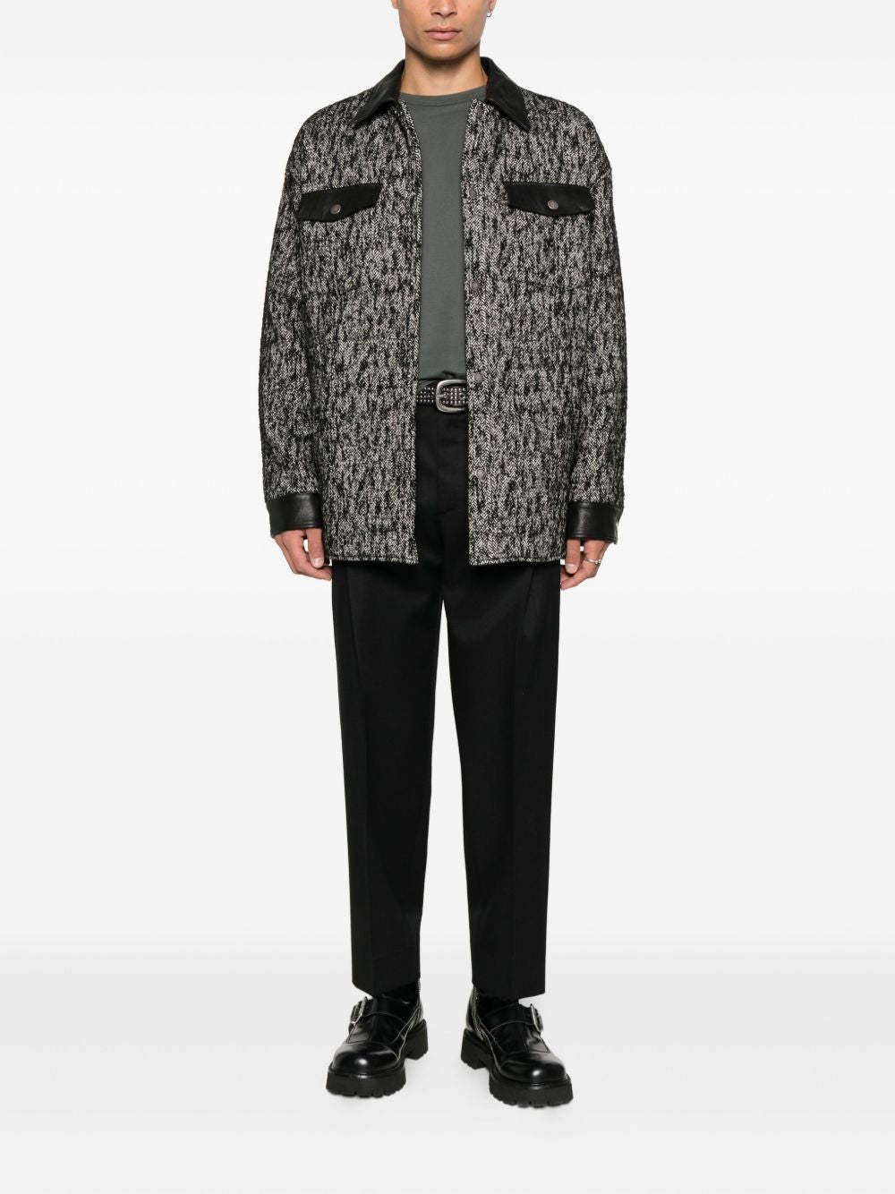 Pantaloni neri in lana con pieghe 