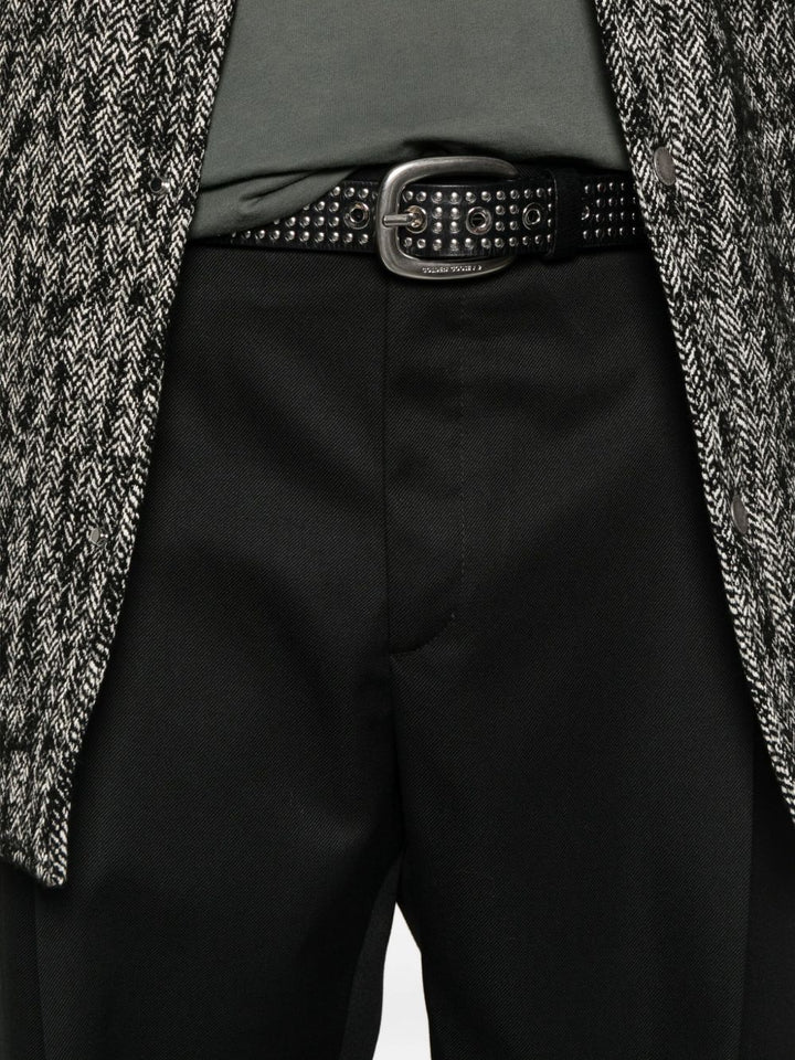 Pantaloni neri in lana con pieghe 