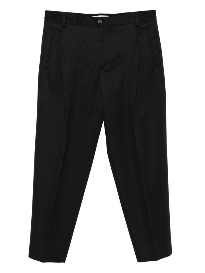 Pantaloni neri in lana con pieghe 