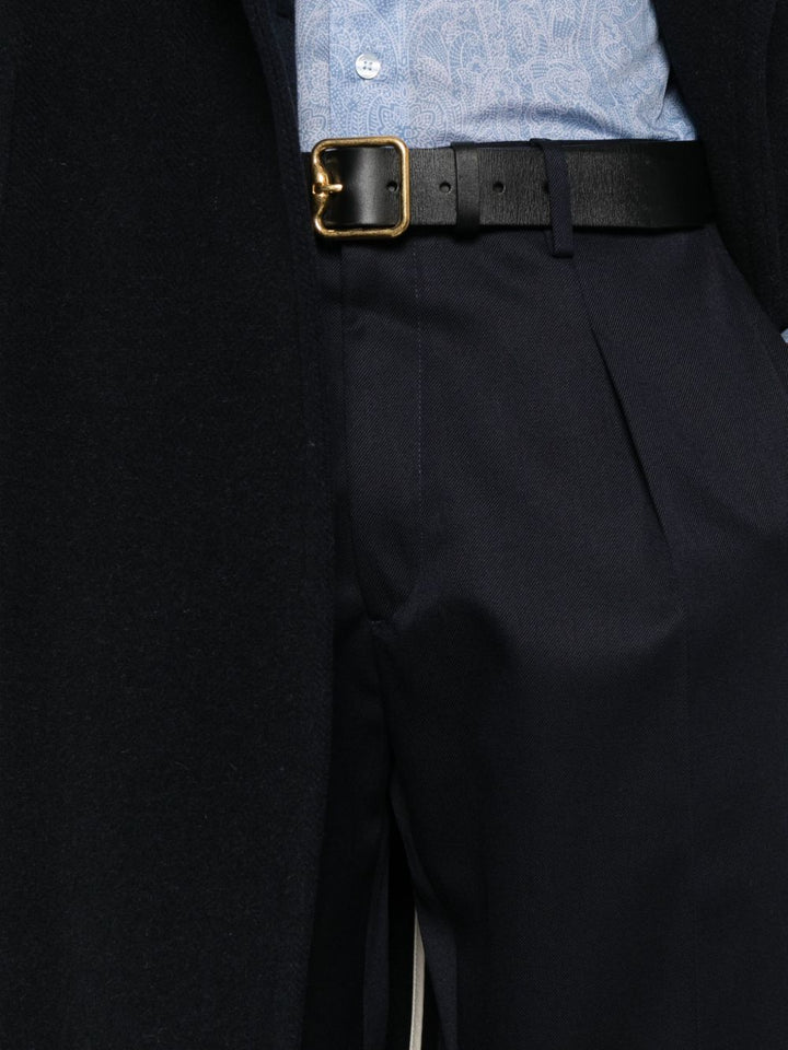 Pantaloni blu navy in lana con pieghe 