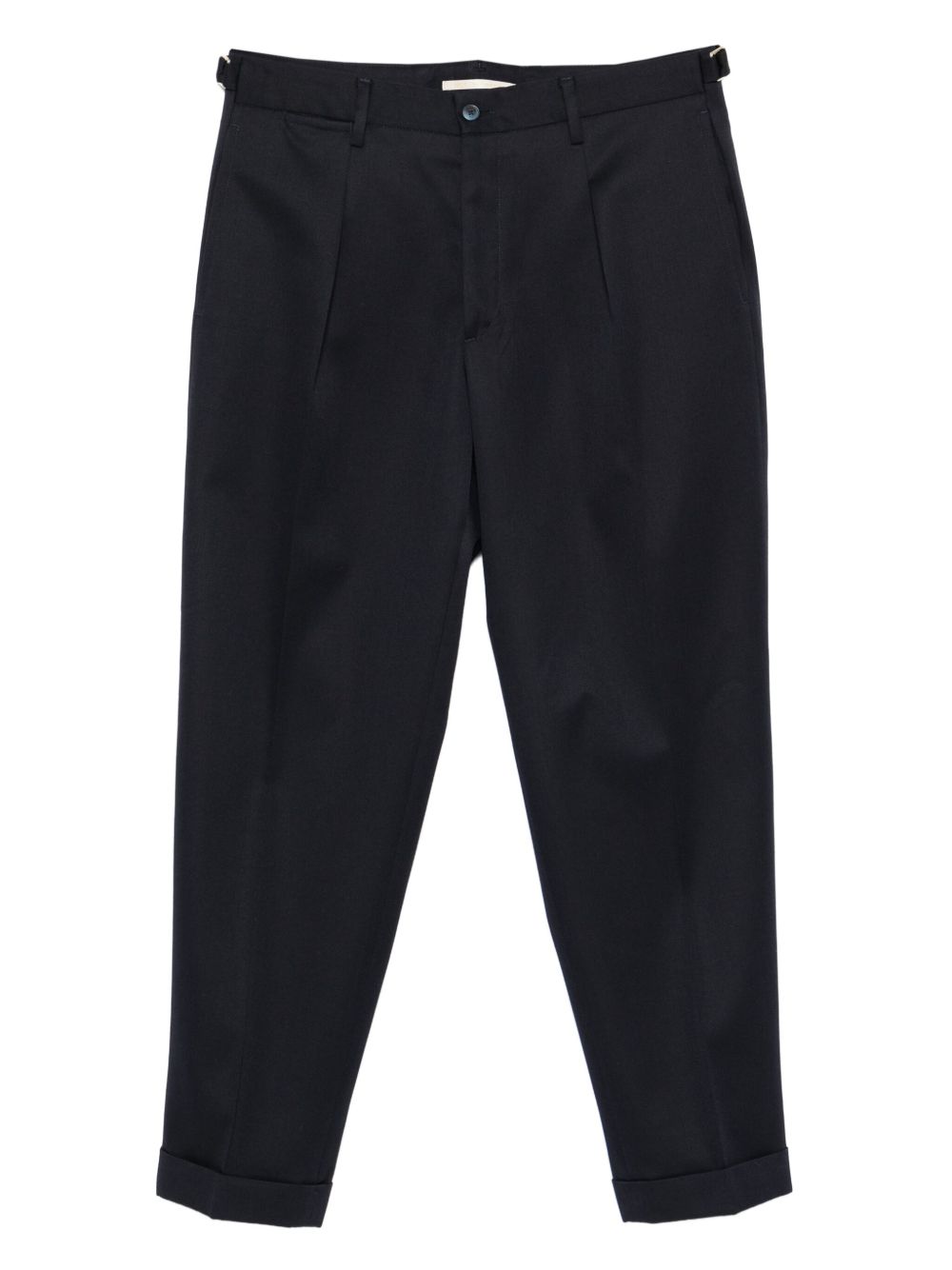 Pantaloni blu navy in lana con pieghe 