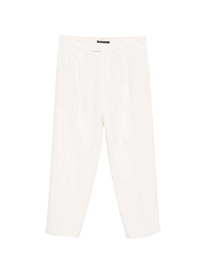 Pantaloni bianco naturale dritti con pieghe 