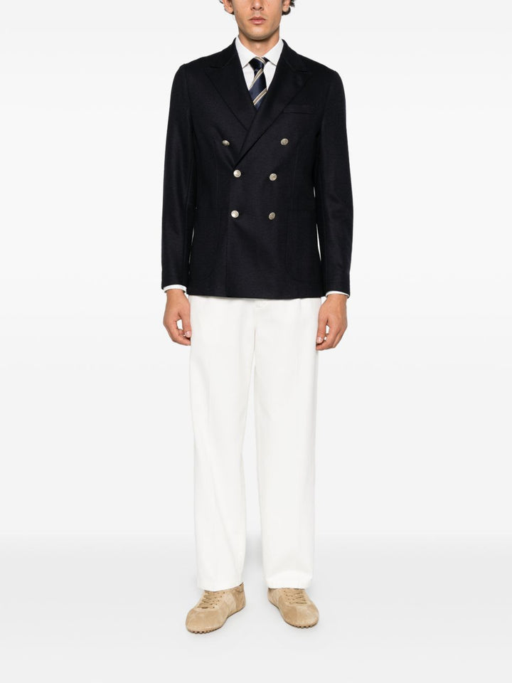 Pantaloni bianco naturale dritti con pieghe 