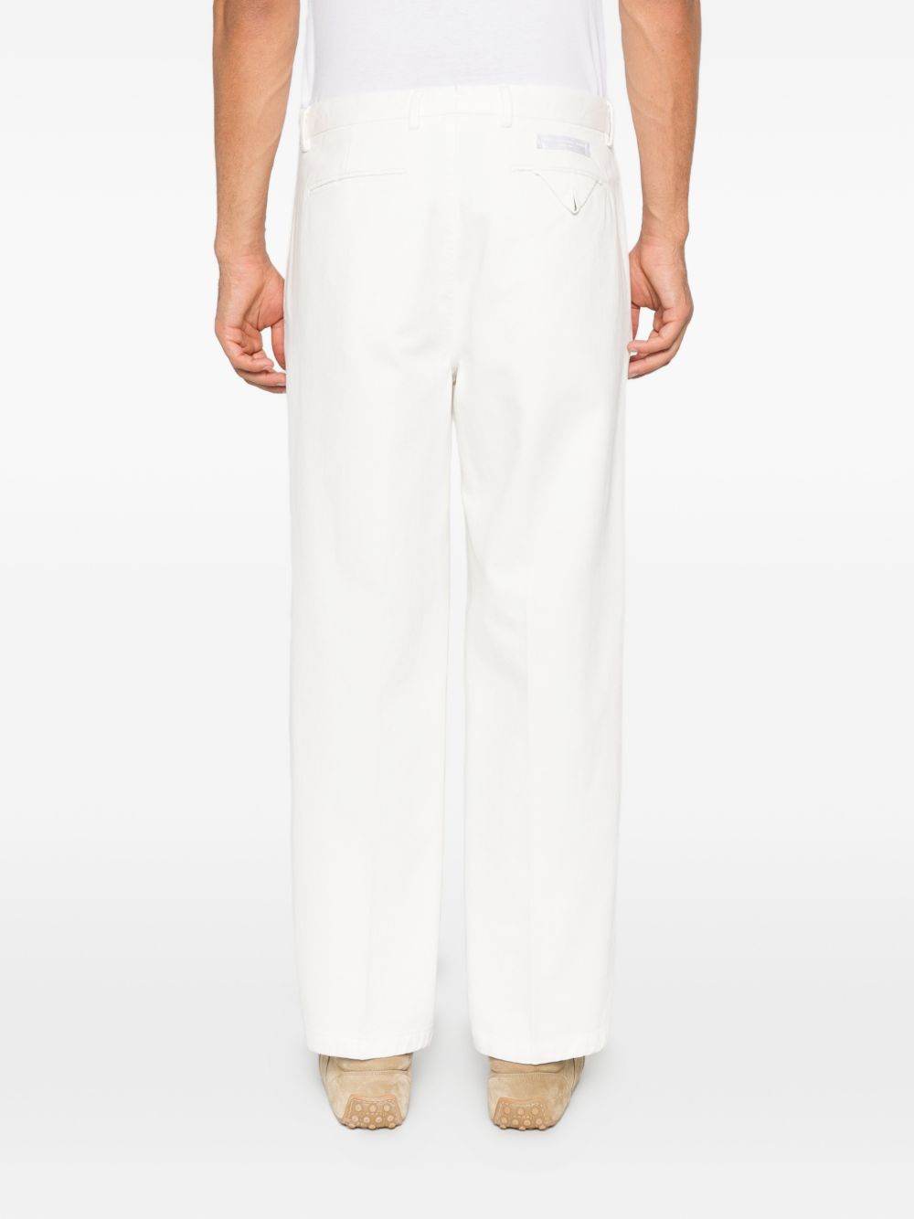 Pantaloni bianco naturale dritti con pieghe 