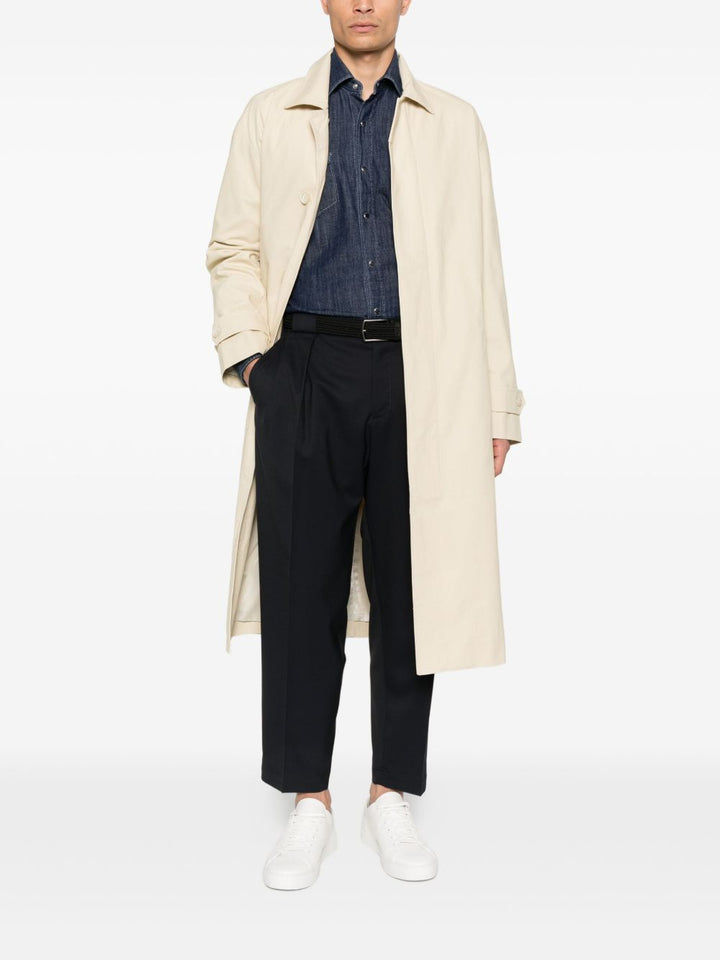 Pantaloni blu navy con pieghe frontali 