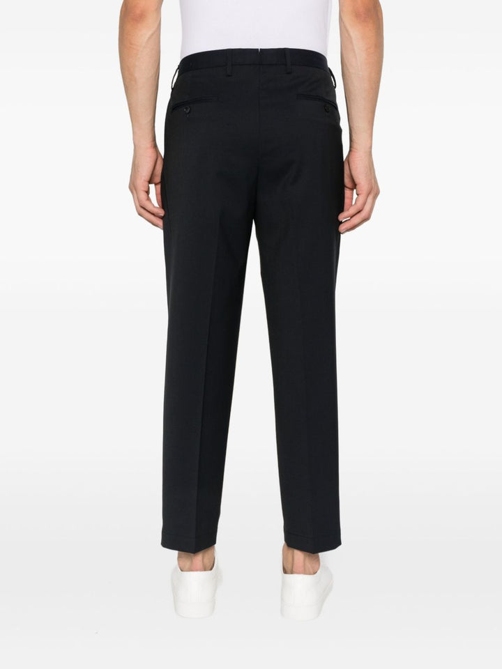Pantaloni blu navy con pieghe frontali 
