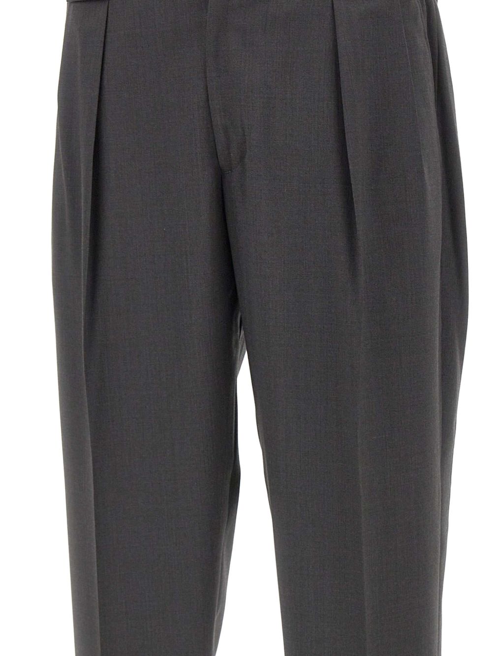 Pantaloni grigio scuro con pieghe frontali 