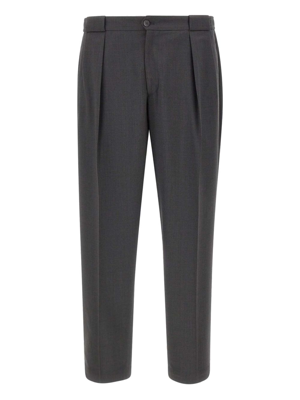 Pantaloni grigio scuro con pieghe frontali 