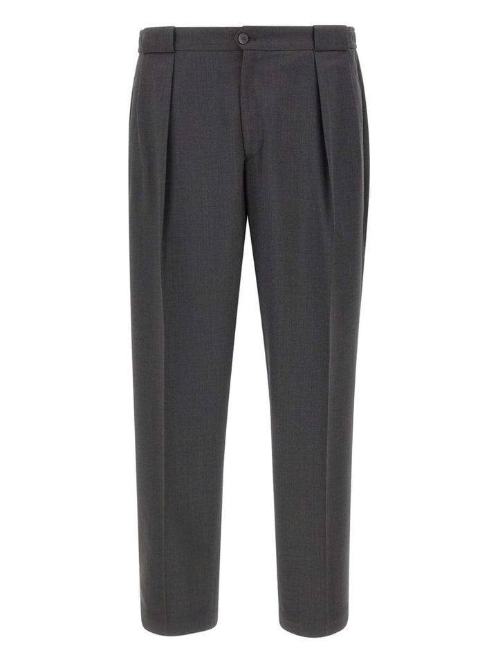 Pantaloni grigio scuro con pieghe frontali 