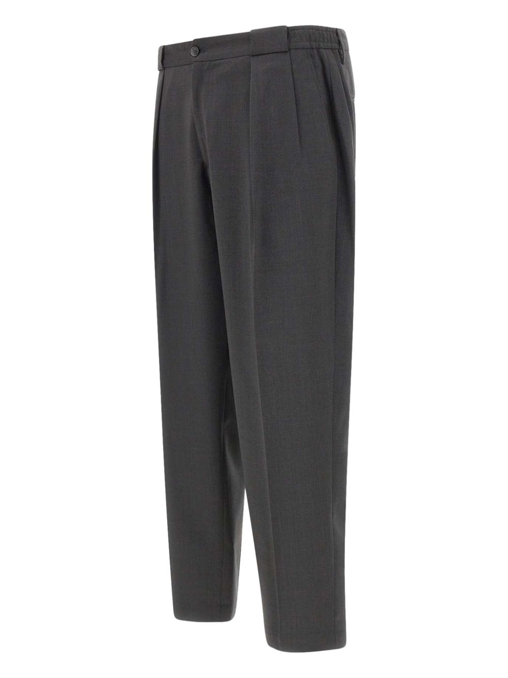 Pantaloni grigio scuro con pieghe frontali 