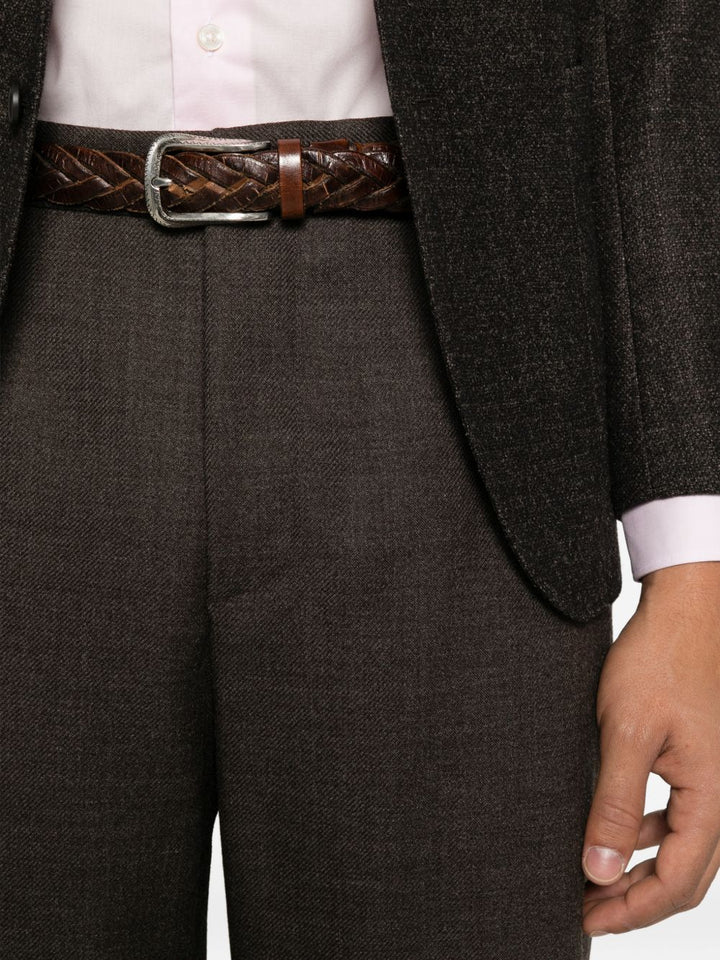 Pantaloni marrone scuro Portofino con pieghe 