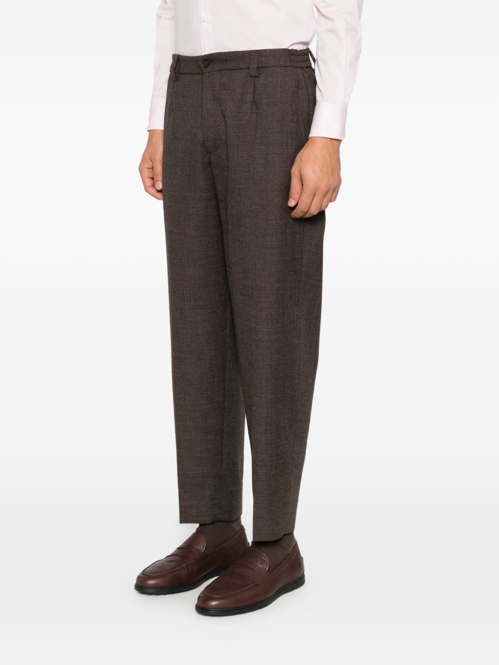 Pantaloni marrone scuro Portofino con pieghe 