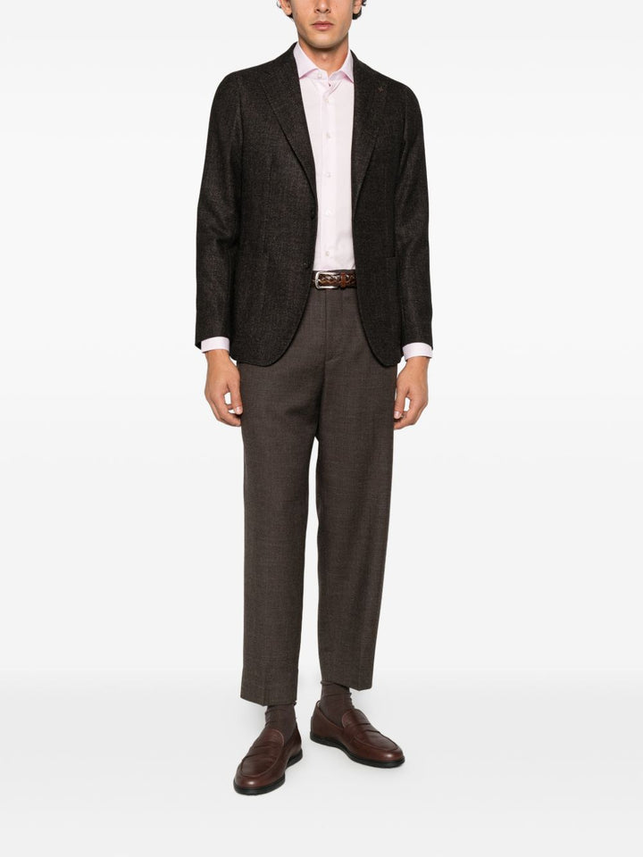 Pantaloni marrone scuro Portofino con pieghe 