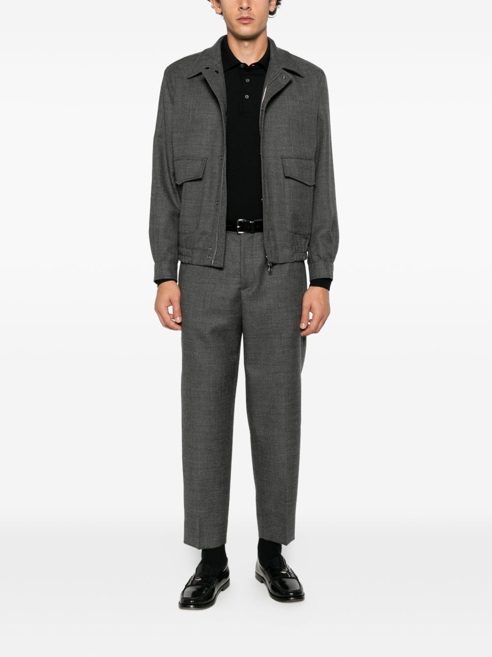 Pantaloni grigio scuro Portofino con pieghe 