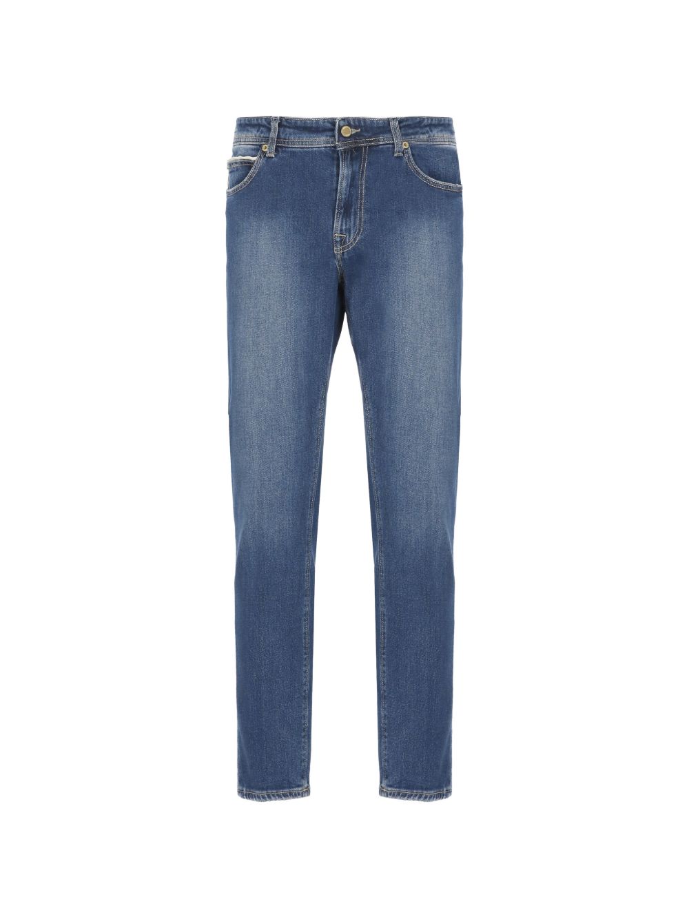 Jeans blu con cuciture 