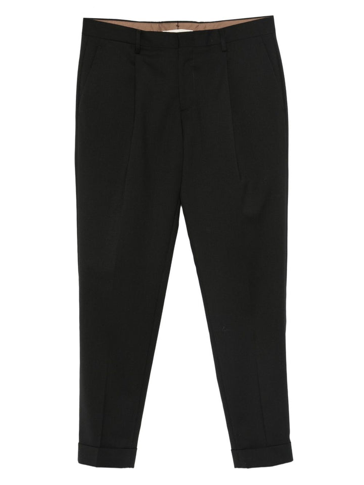 Pantaloni Tiberios neri in misto lana vergine 
