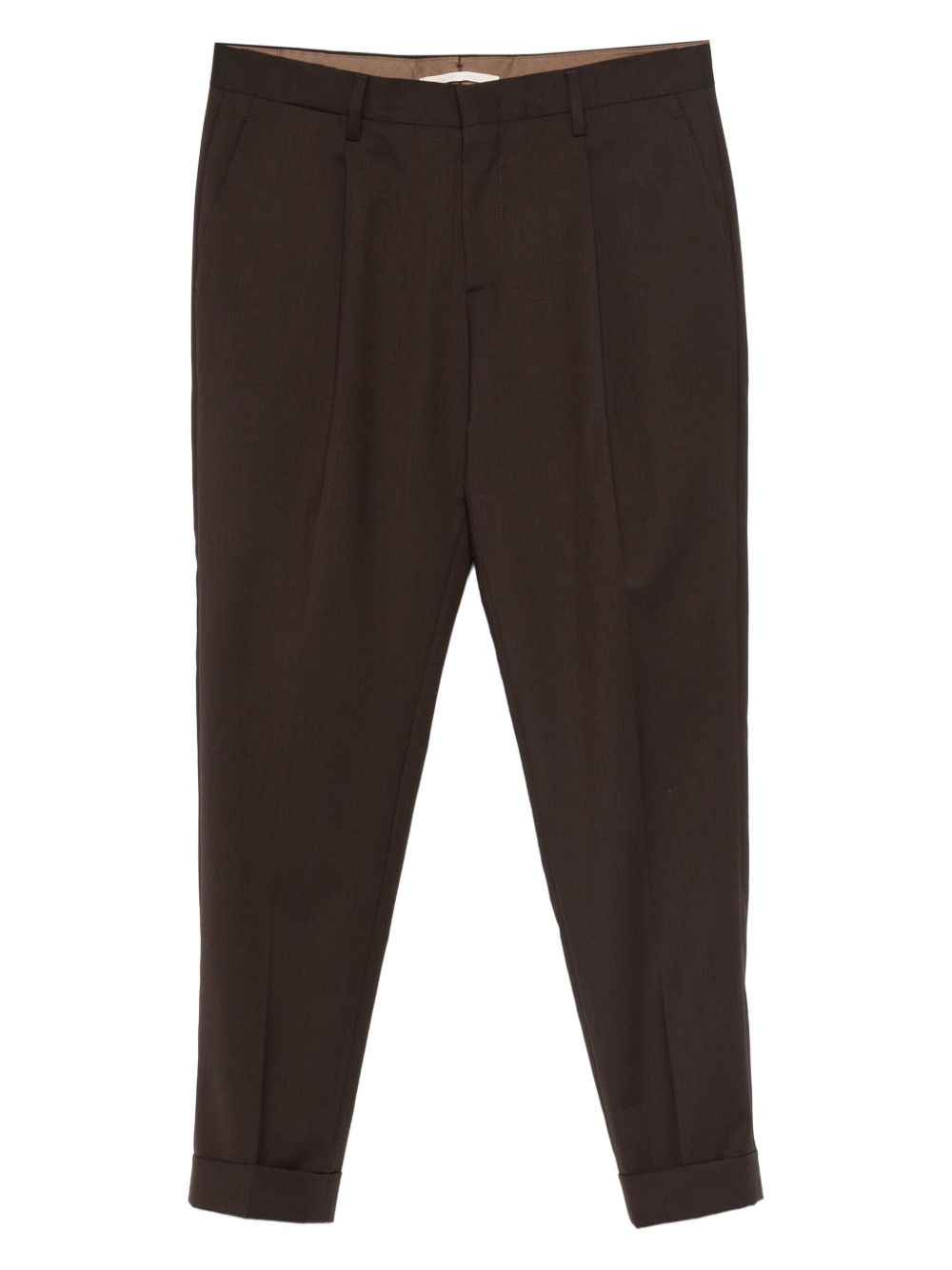 Pantaloni Tiberios marroni in misto lana vergine 