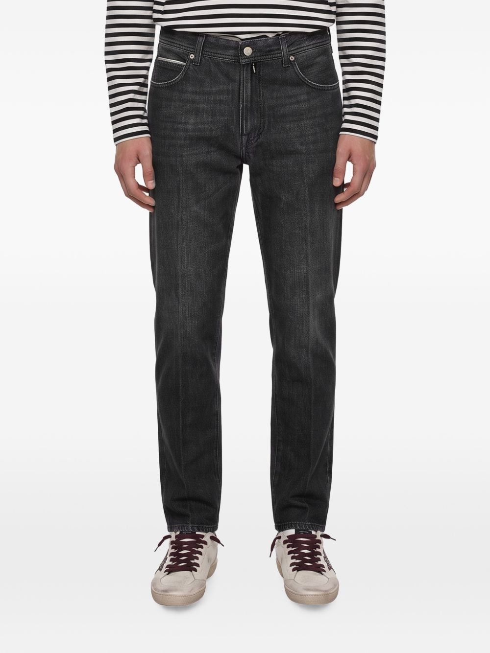 Jeans nero con effetto schiarito 