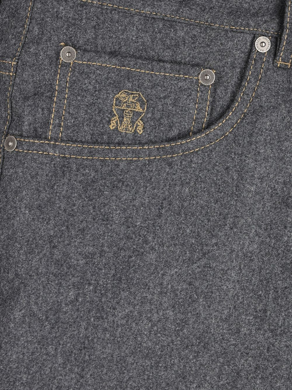 Pantaloni grigio scuro dritti con ricamo 
