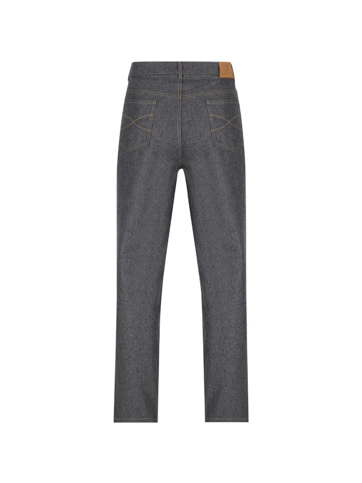 Pantaloni grigio scuro dritti con ricamo 