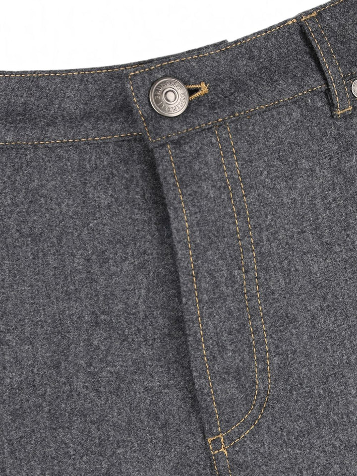 Pantaloni grigio scuro dritti con ricamo 
