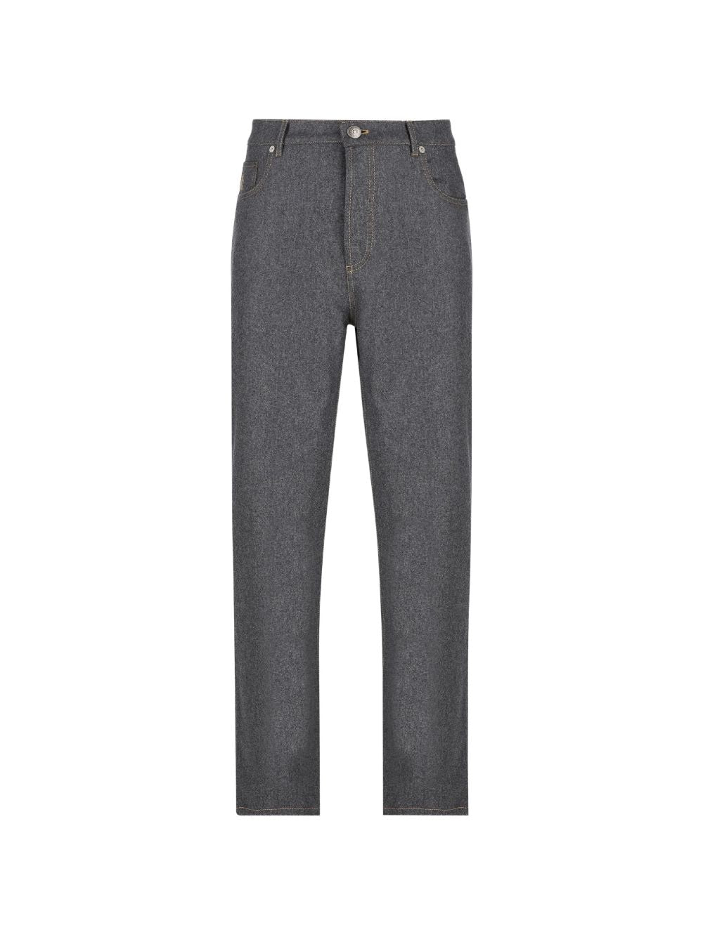 Pantaloni grigio scuro dritti con ricamo 