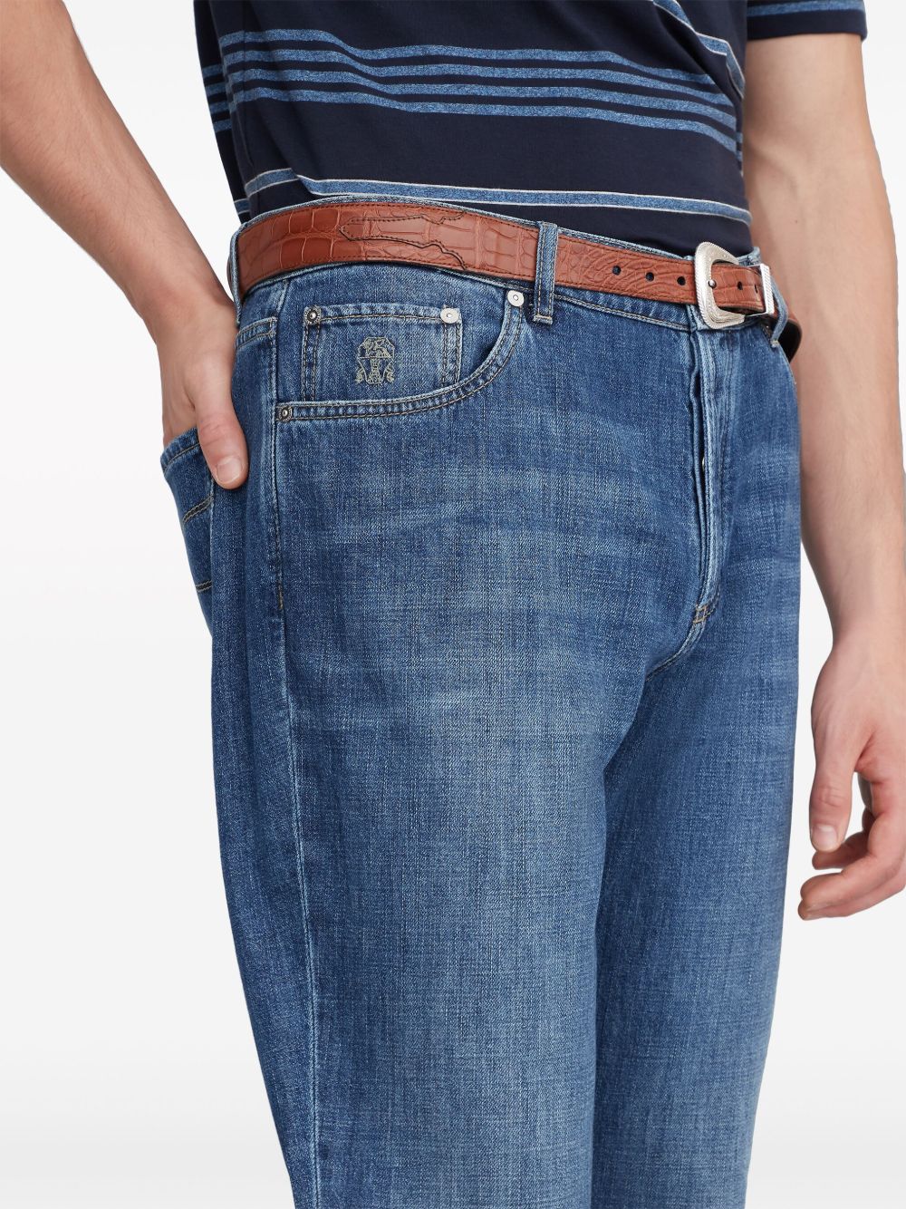 Jeans blu slim a vita media 