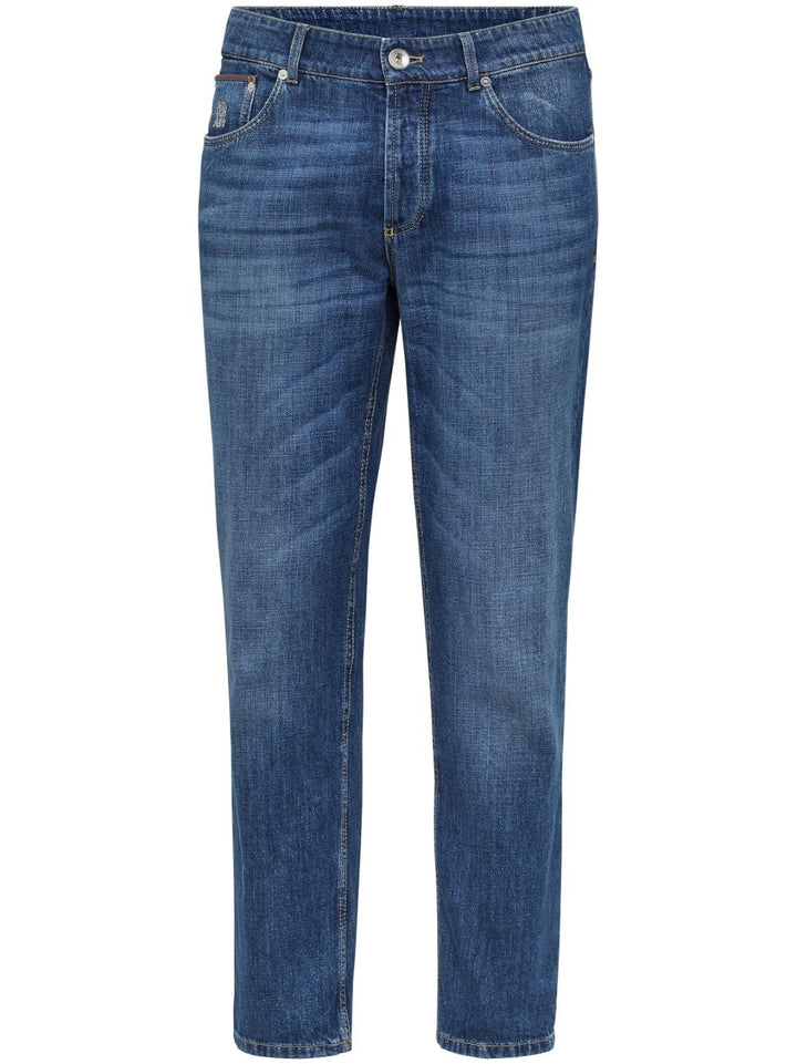 Jeans blu slim a vita media 