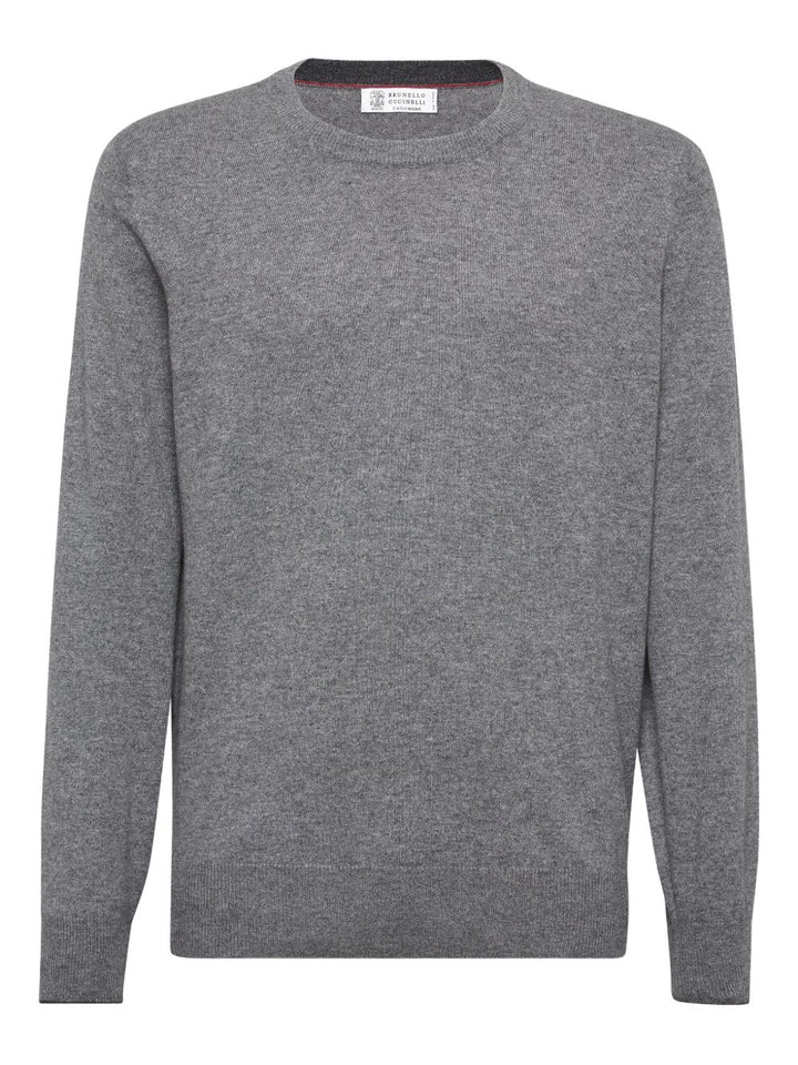 Maglione girocollo grigio scuro in cashmere 