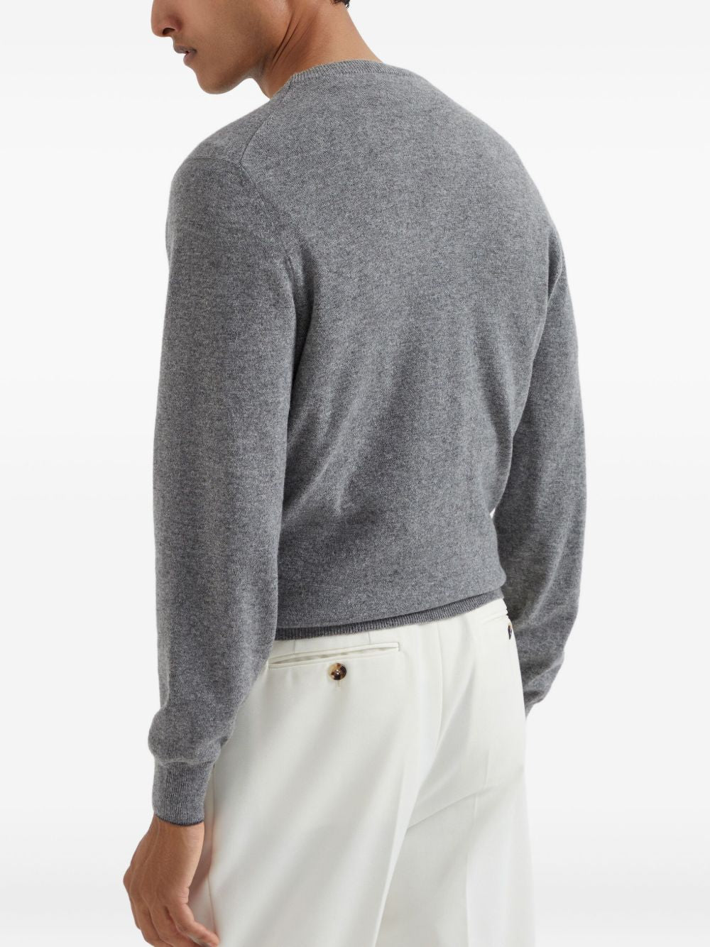 Maglione girocollo grigio scuro in cashmere 