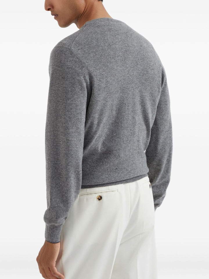Maglione girocollo grigio scuro in cashmere 