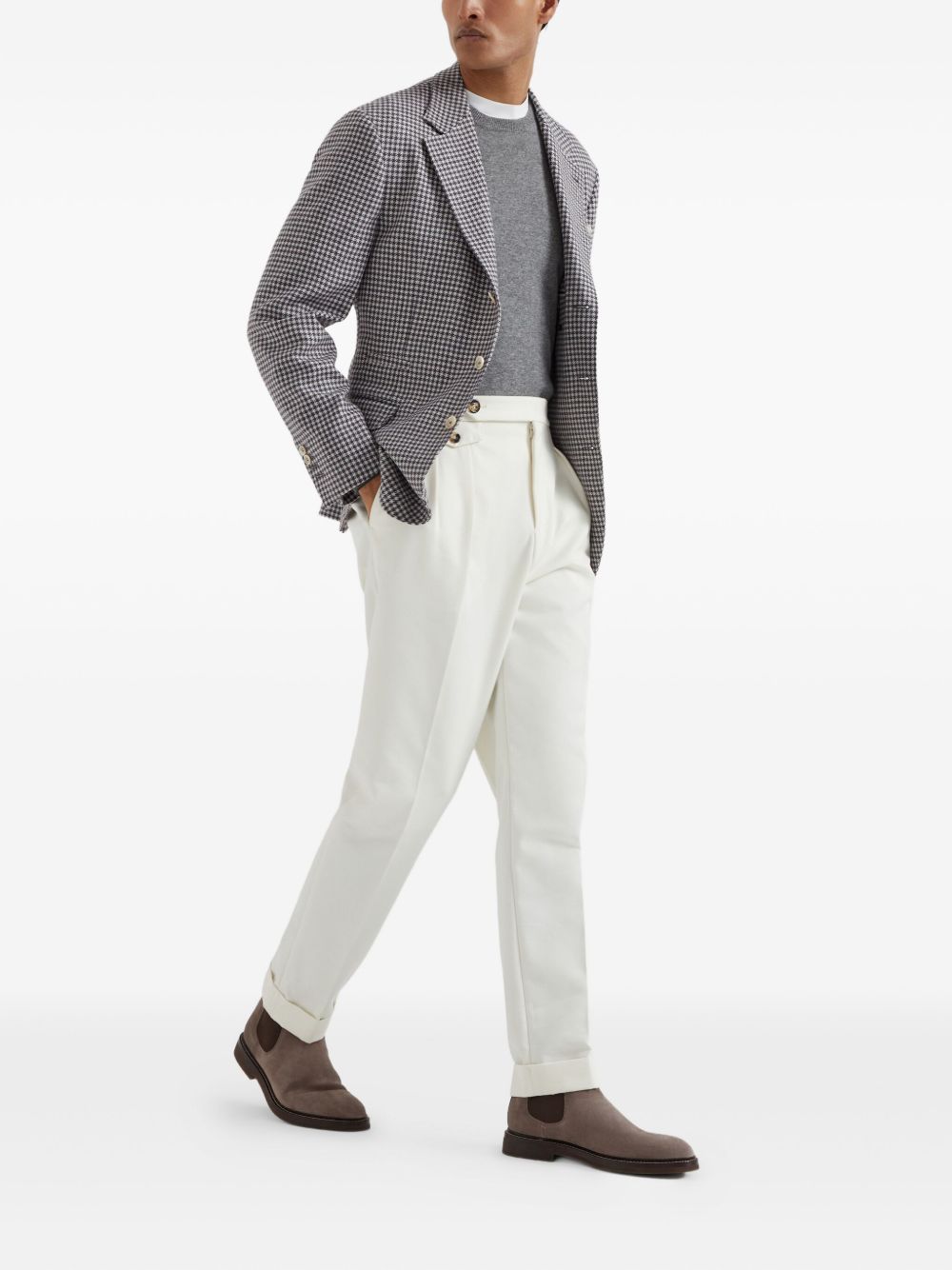 Maglione girocollo grigio scuro in cashmere 