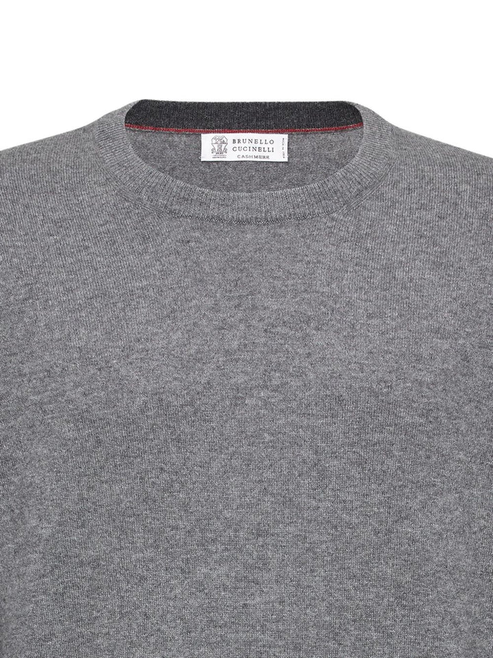 Maglione girocollo grigio scuro in cashmere 