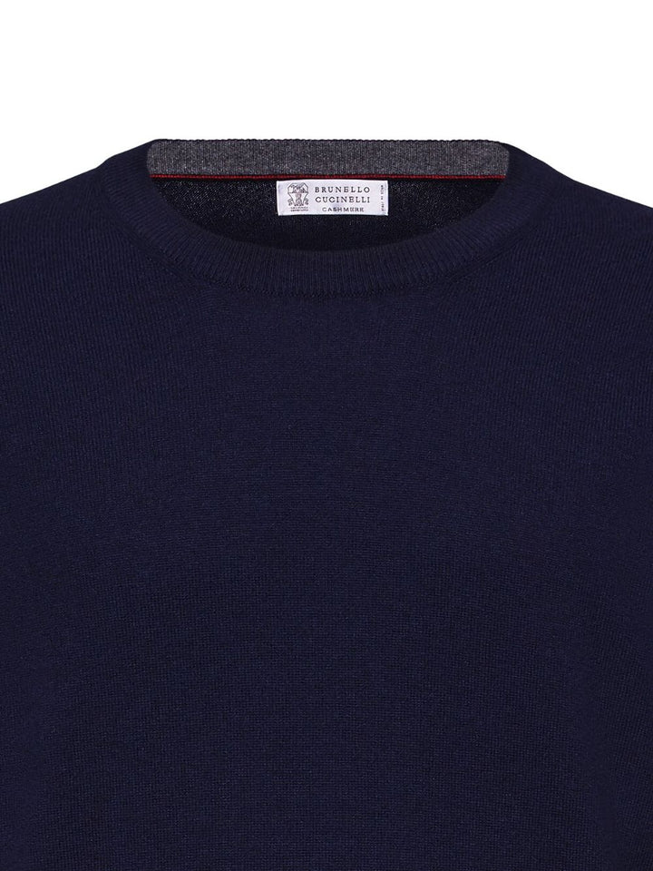 Maglione girocollo blu navy in cashmere 