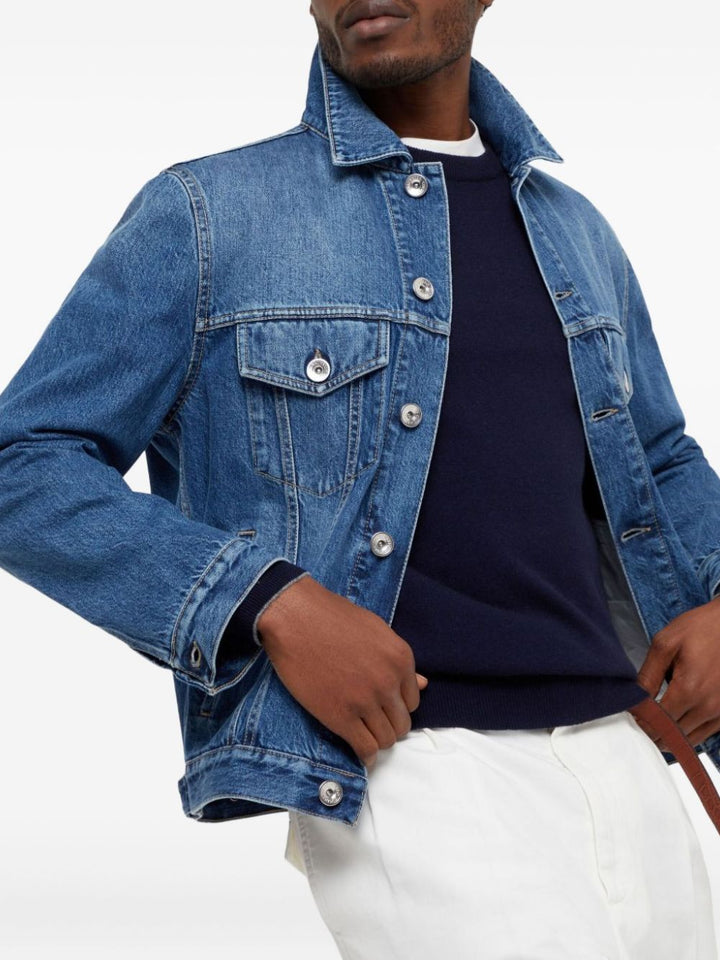 Maglione girocollo blu navy in cashmere 