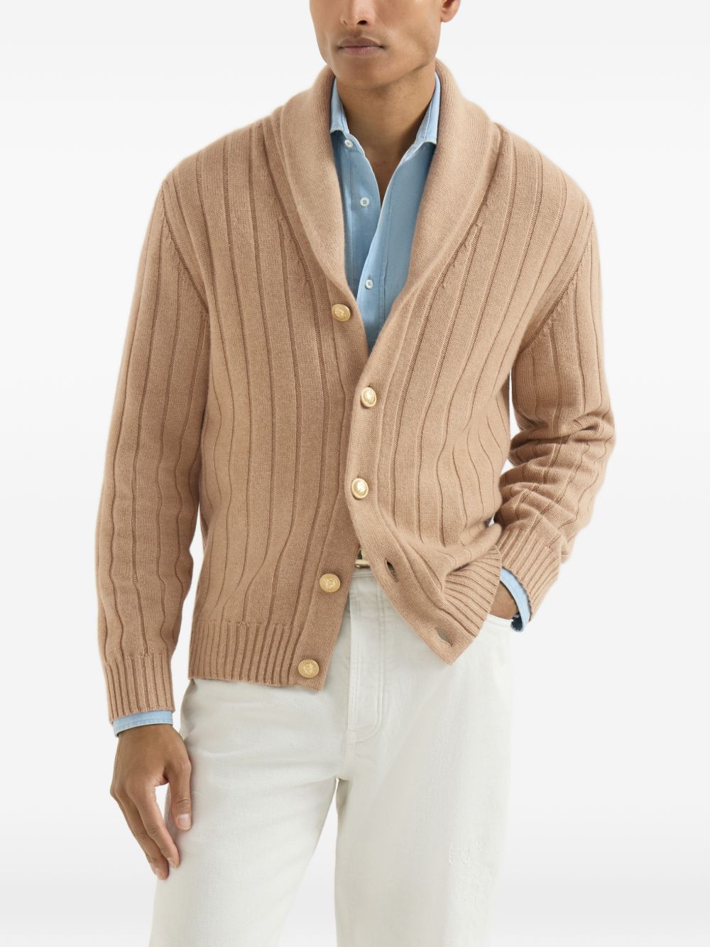 Cardigan grigio a coste 