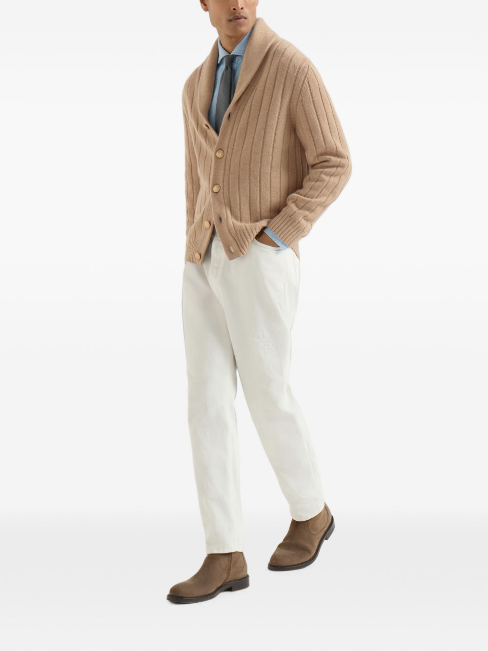 Cardigan grigio a coste 