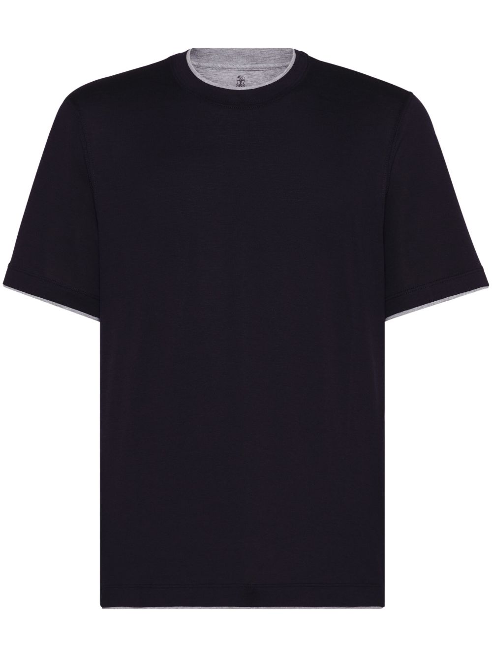 T-shirt blu notte con rifinitura a contrasto 