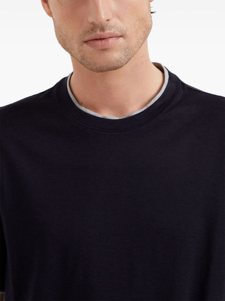 T-shirt blu notte con rifinitura a contrasto 