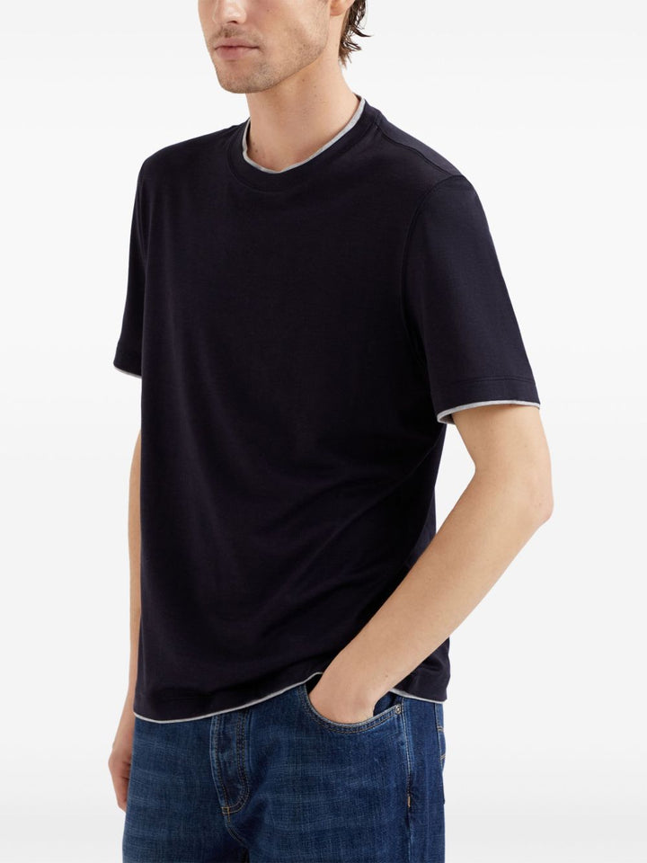 T-shirt blu notte con rifinitura a contrasto 