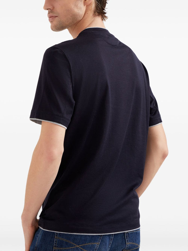 T-shirt blu notte con rifinitura a contrasto 