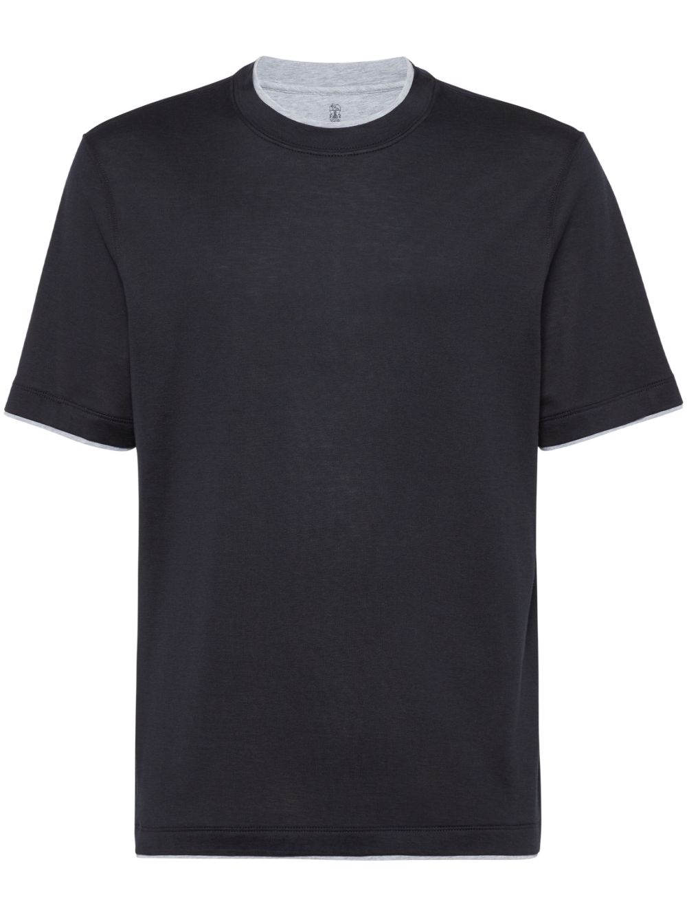 T-shirt nera con rifinitura a contrasto 