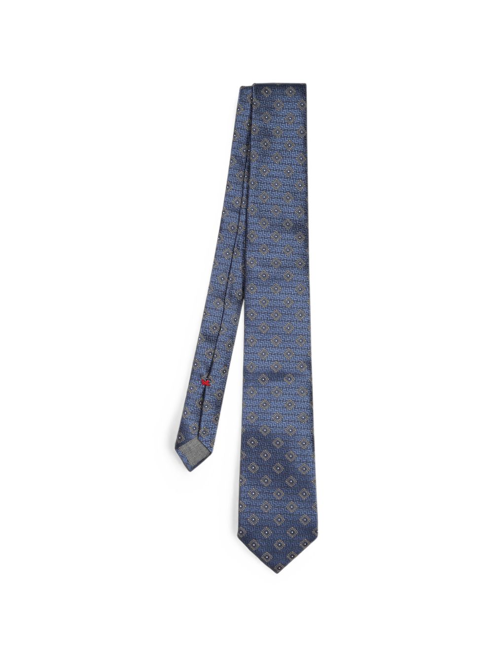 Cravatta denim con stampa geometrico 