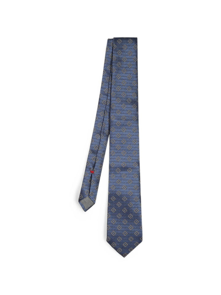 Cravatta denim con stampa geometrico 
