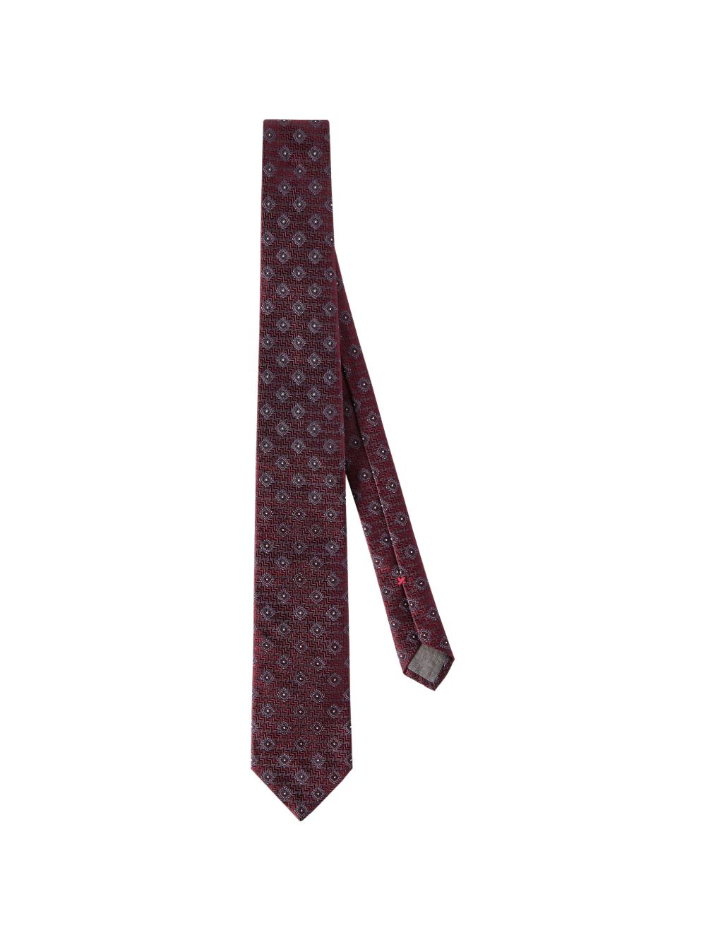Cravatta burgundy con stampa geometrica 