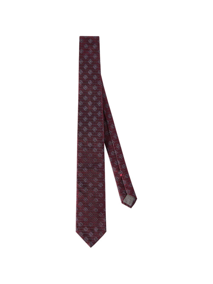 Cravatta burgundy con stampa geometrica 