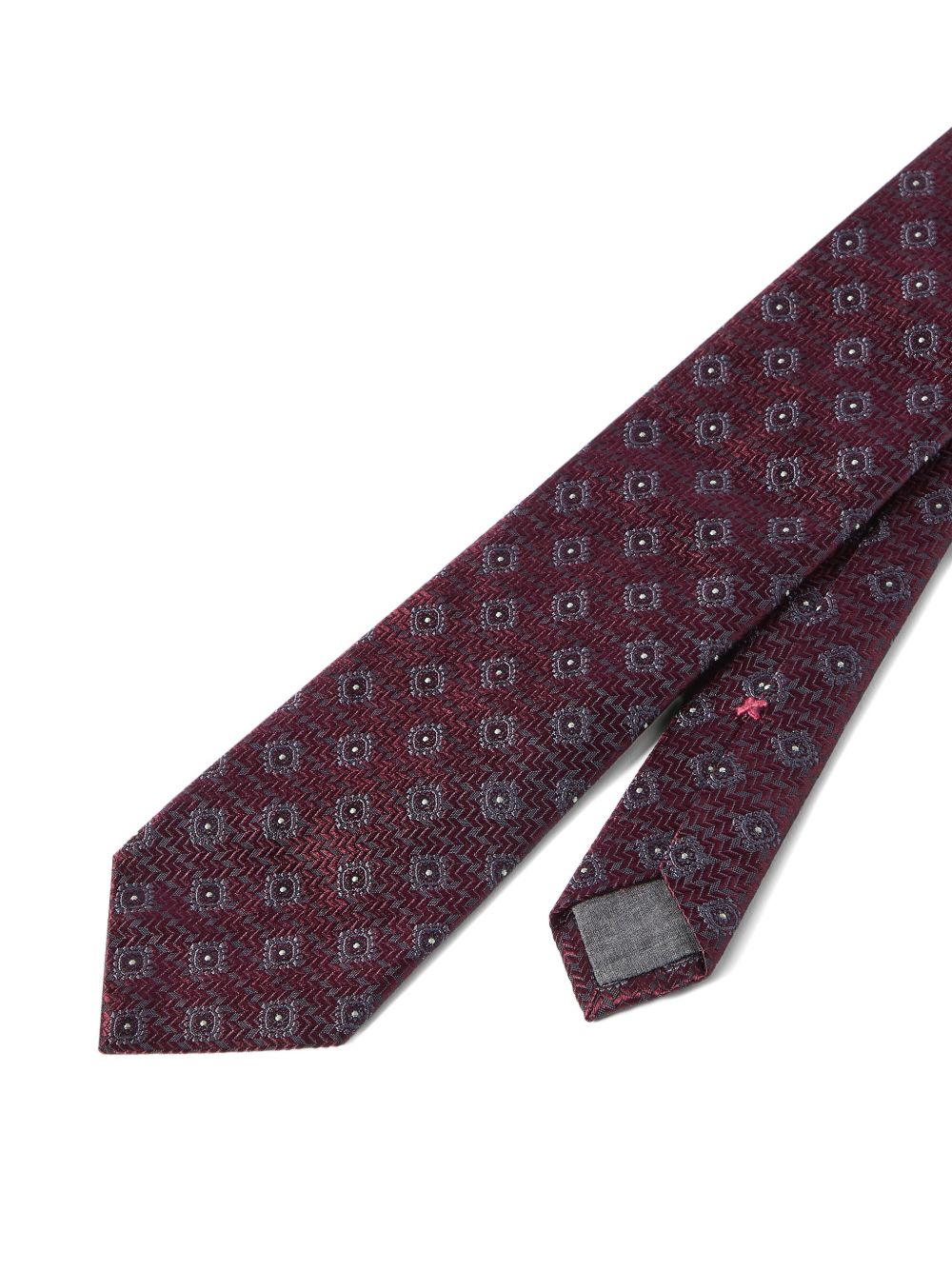 Cravatta burgundy con stampa geometrica 