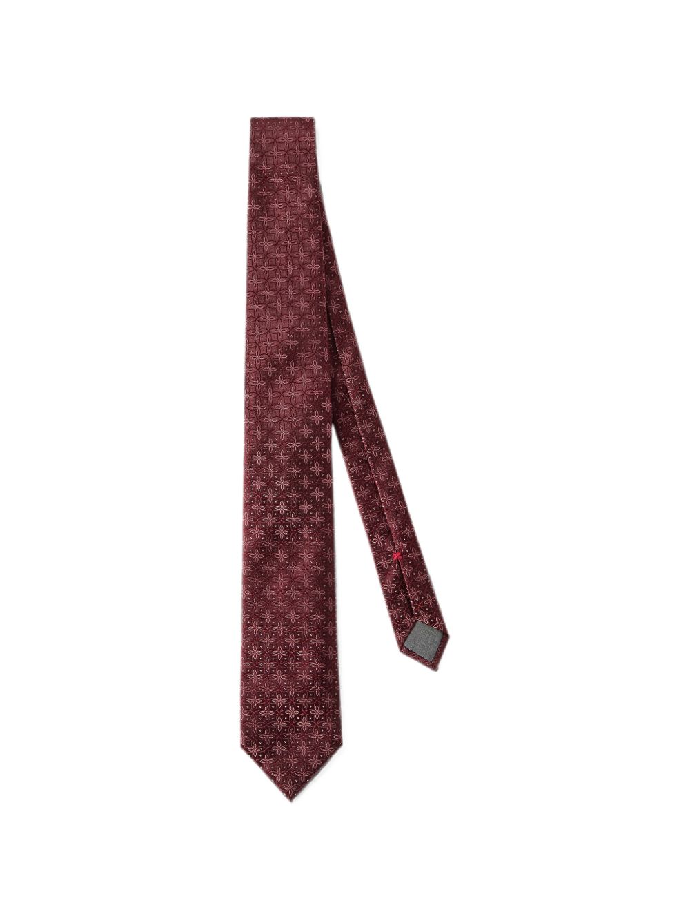 Cravatta burgundy in seta con motivo a fiori 